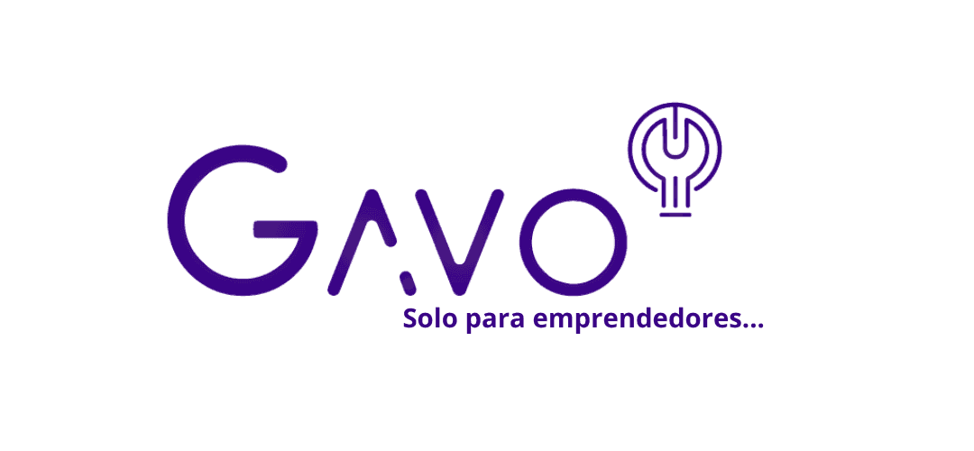 Logo with text 'GAVO Solo para emprendedores' and a lightbulb icon.